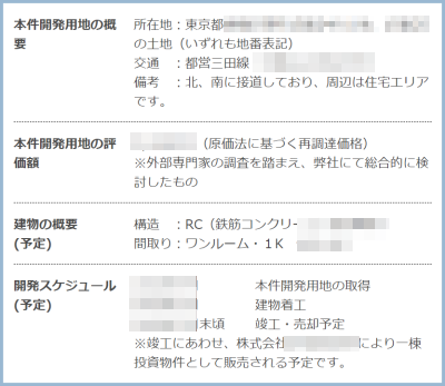 担保物件の情報
