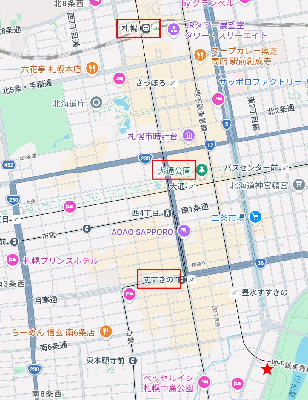 ジャストフィット札幌案件の地図